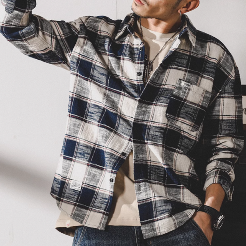 American retro check shirt V0146