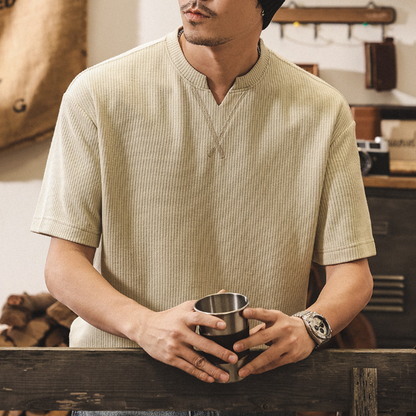 Retro Striped V-Neck T-Shirt V0911