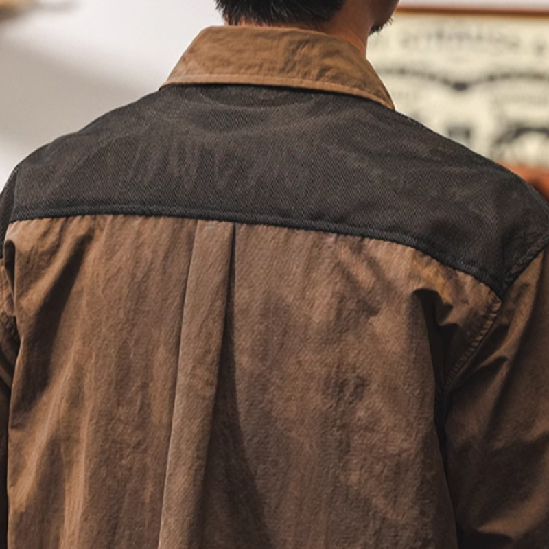 Retro Two-tone Work Shirt V0693