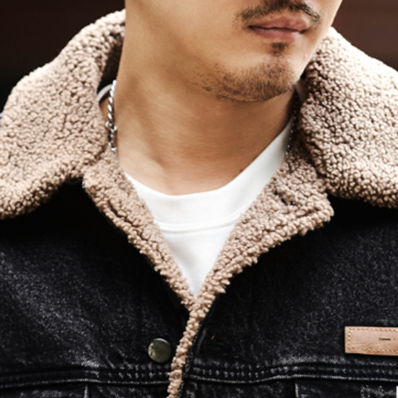 Retro Boa-Lined Denim Jacket V0821