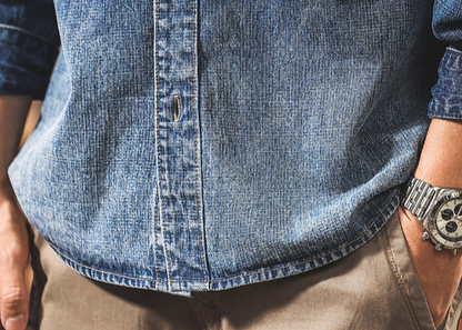Retro Bamboo-Stripe Cowboy Shirt V1057