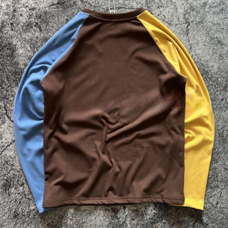 Color Clash Fleece long T-Shirt V0924
