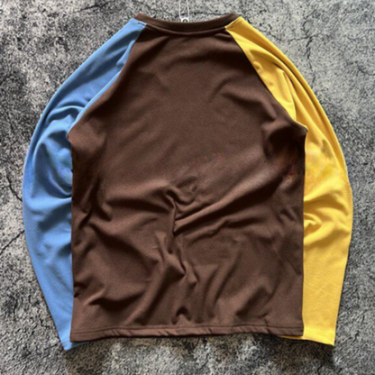 Color Clash Fleece long T-Shirt V0924