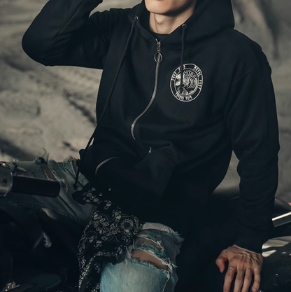 American biker zip-up hoodie V0061