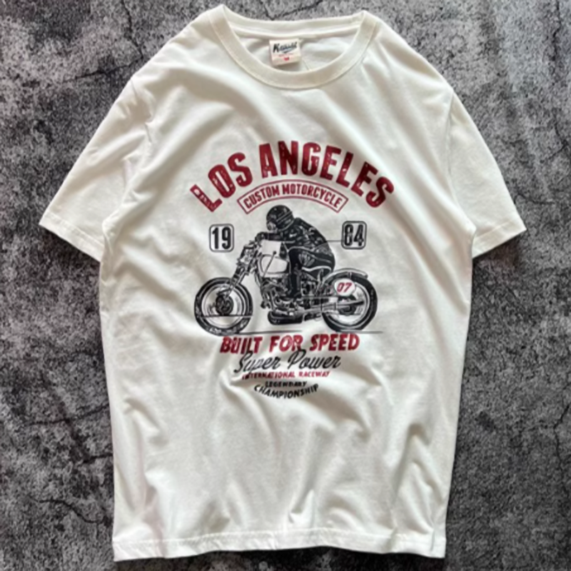 American retro bike logo T-shirt V0466