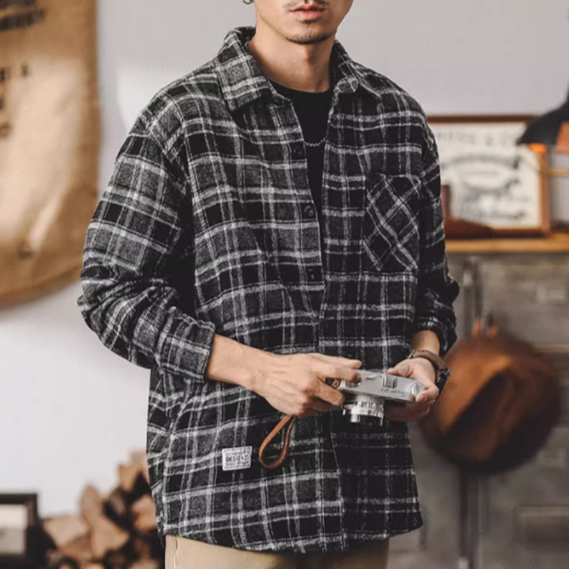 American retro flannel shirt V0115