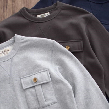 Fleece-lined flap pocket sweatshirt V0200