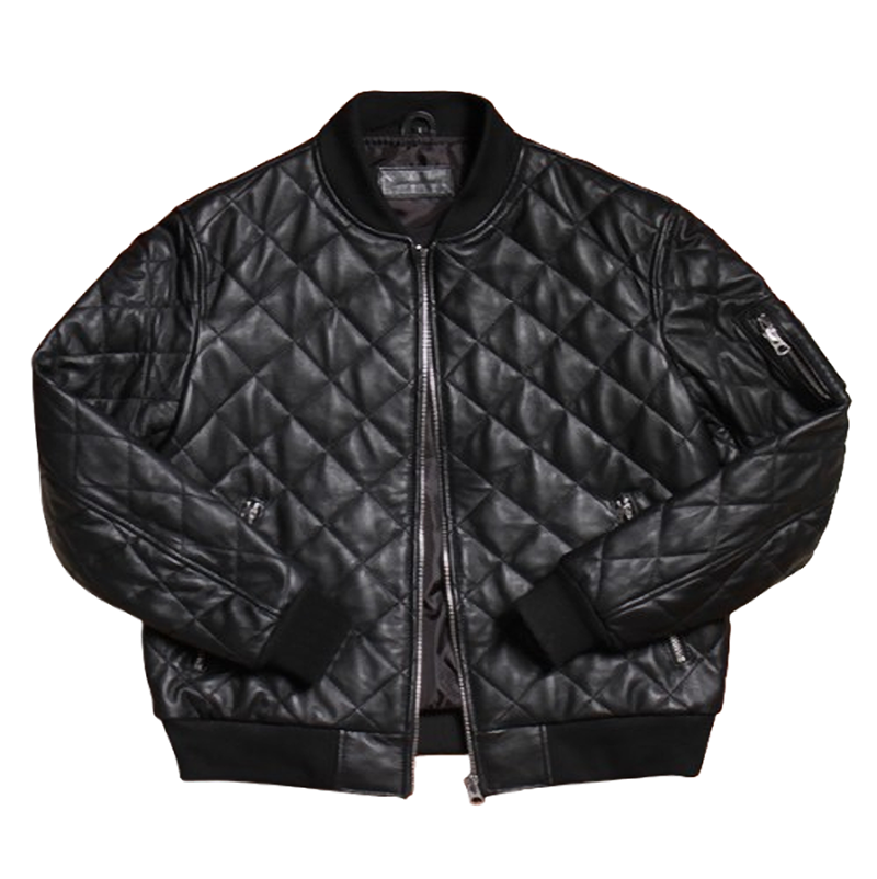 Quilted Casual Leather Jacket V0369