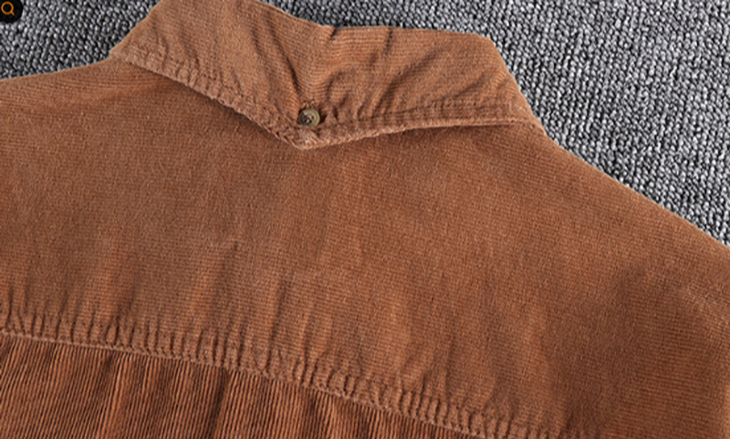 Retro Color Block Corduroy Shirt V0890