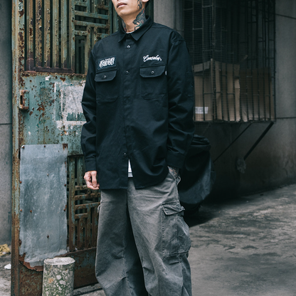 Black Long Sleeve Work Shirt V1050
