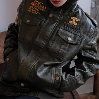 Unisex fleece biker jacket V0302