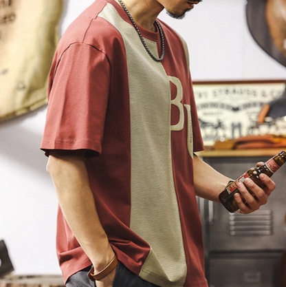 American Retro Bicolor Stitch Tee V0577
