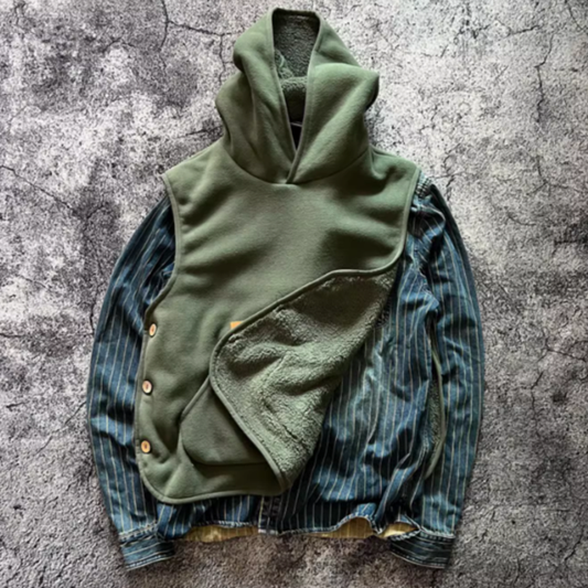 Side button fleece hooded vest Z0467