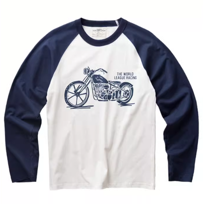 Contrast color bike long sleeve T-shirt V0165