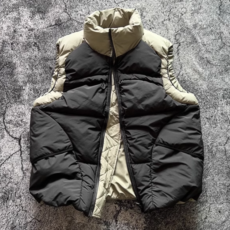 Two-tone padded down vest V0397