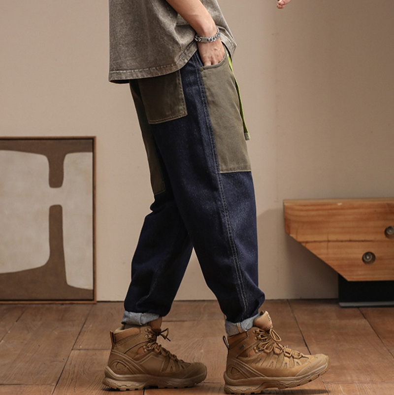 Loose Spliced Work Jeans V0964