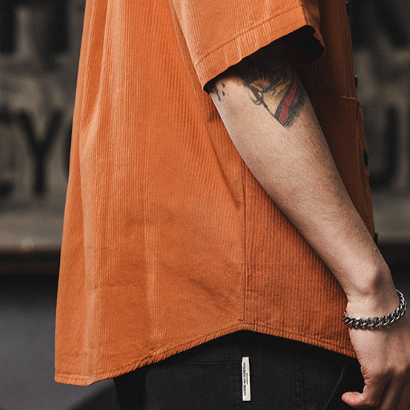 Retro Multi-Pocket Short-Sleeve Shirt V0968