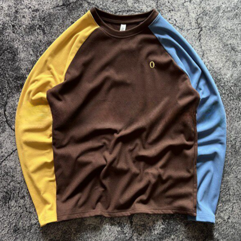 Color Clash Fleece long T-Shirt V0924