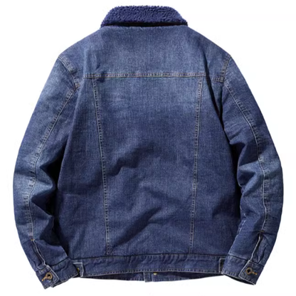 Retro denim fleece jacket V0324