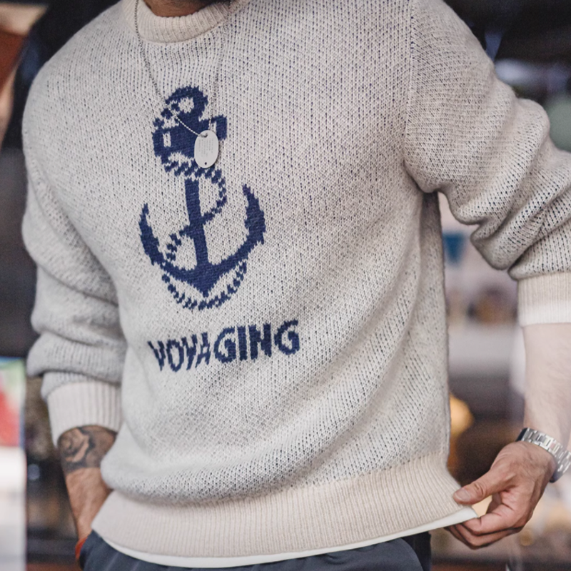 Anchor logo navy knit V0409