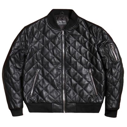 Quilted Casual Leather Jacket V0369