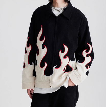 Fire pattern corduroy jacket V0228