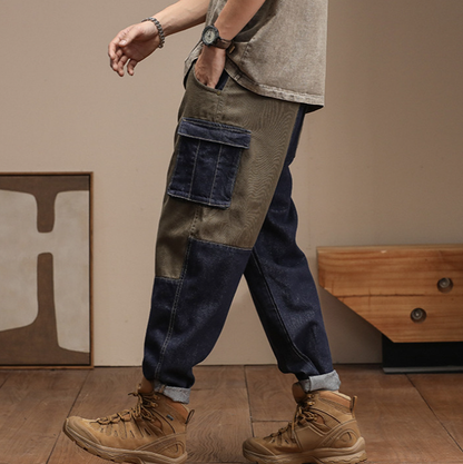 Loose Spliced Work Jeans V0964