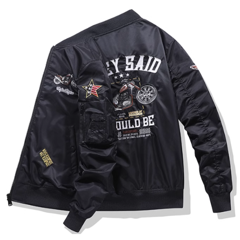 Retro Bike Back Print MA-1 Jacket V0290