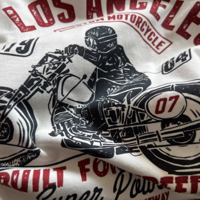 American retro bike logo T-shirt V0466