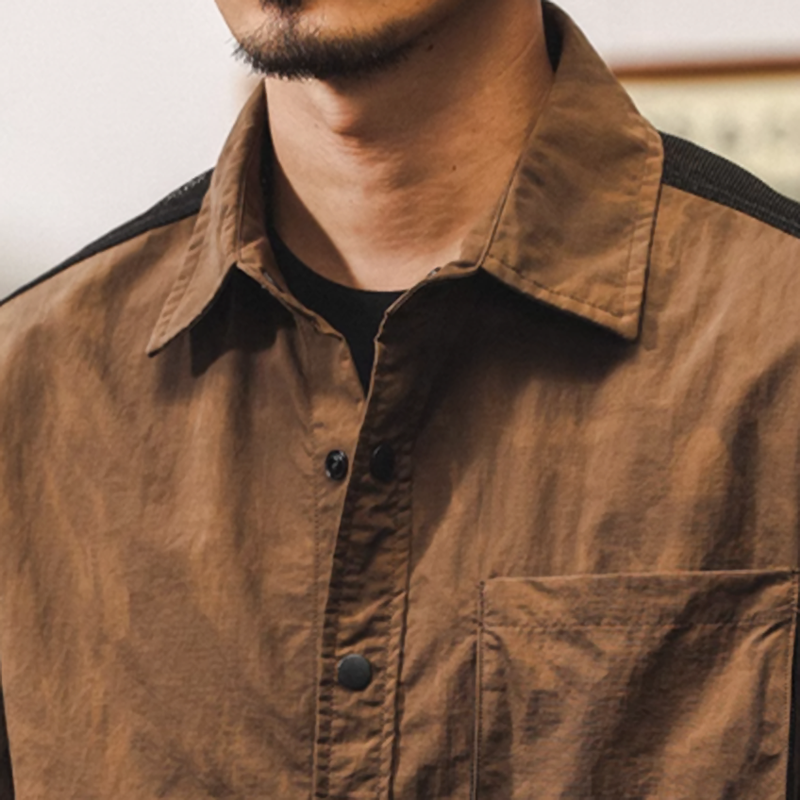 Retro Two-tone Work Shirt V0693