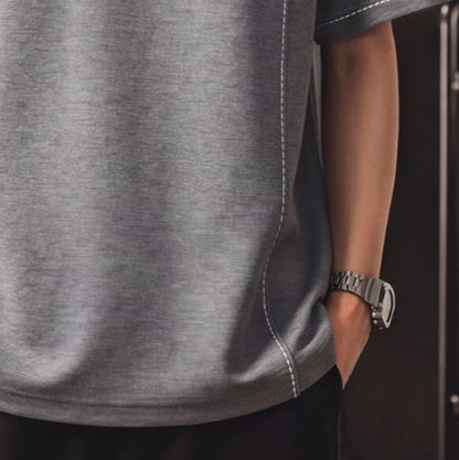 Casual Stitch Round Neck T-Shirt V0966