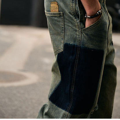 Vintage Straight-Leg Denim Overalls V1002