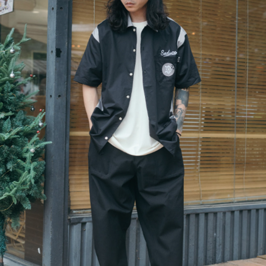 Retro Colorblock Bowling Shirt V0955