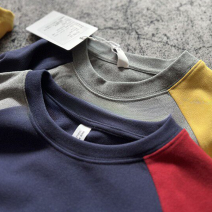 Color Clash Fleece long T-Shirt V0924