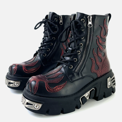 Punk Flame Biker Boots V0927