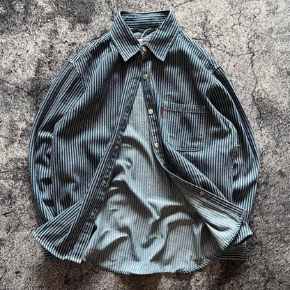 American vintage striped denim shirt V0398