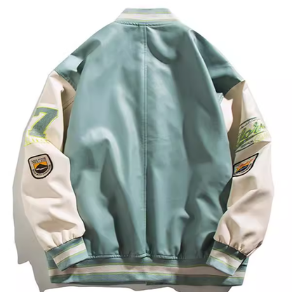 Contrast color stadium jacket V0341