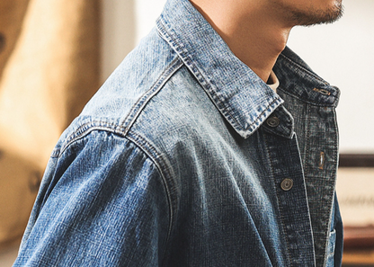 Retro Bamboo-Stripe Cowboy Shirt V1057