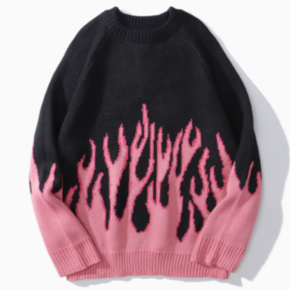 Fire pattern oversized knit V0327