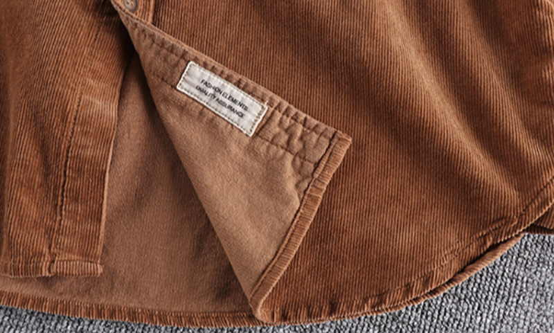 Retro Color Block Corduroy Shirt V0890