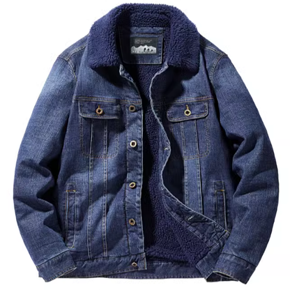 Retro denim fleece jacket V0324