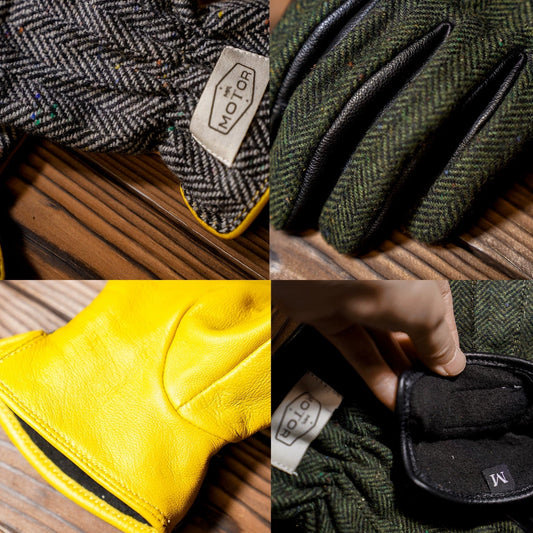 Wool ＆ Leather Touchscreen Biker Gloves V0799