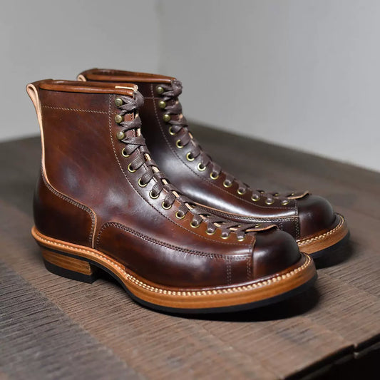 High-Top Microfiber Leather Work Boots V0958