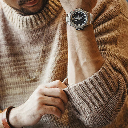 Gradient Stripe Knit Crewneck Sweater V1069