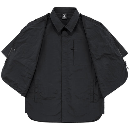 Fake layered multi-pocket shirt V0592