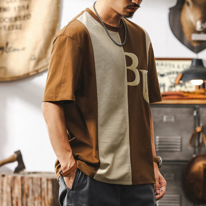 American Retro Bicolor Stitch Tee V0577
