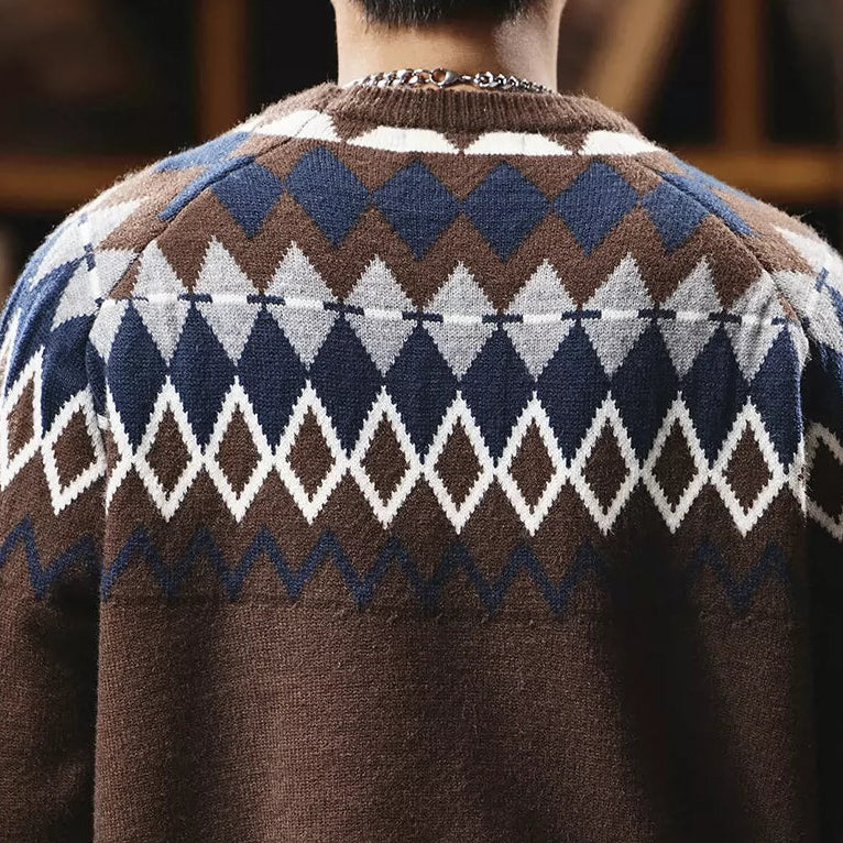Retro Heavyweight Knit Sweater V1073
