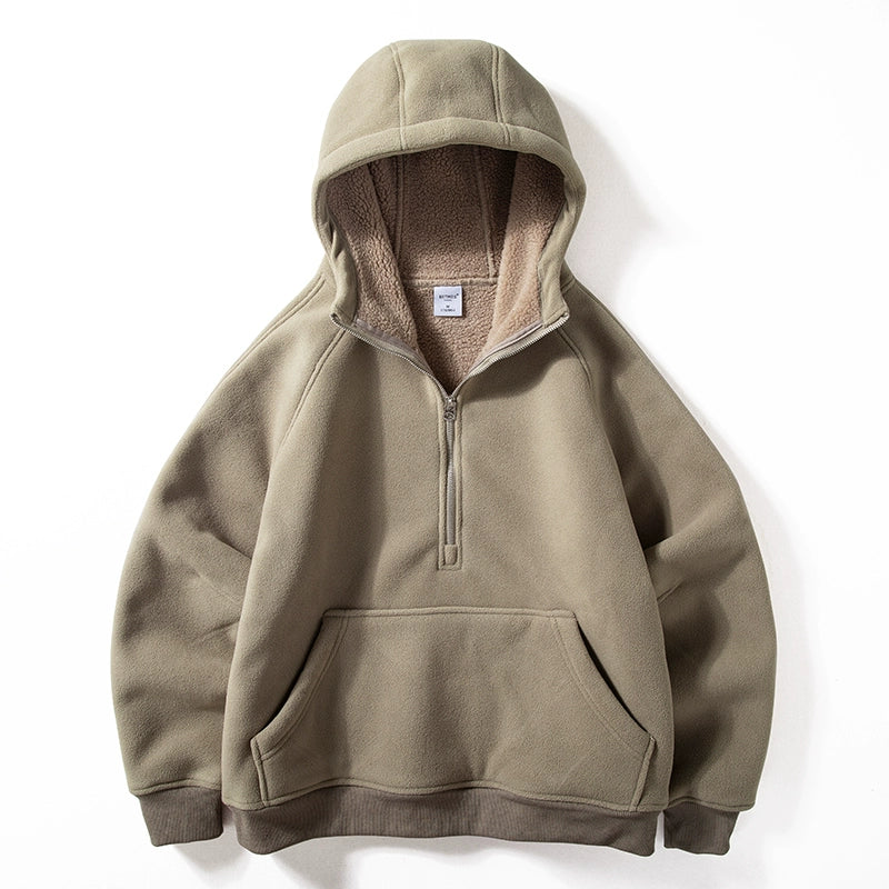 Warm Half-Zip  Fleece Hoodie V0839