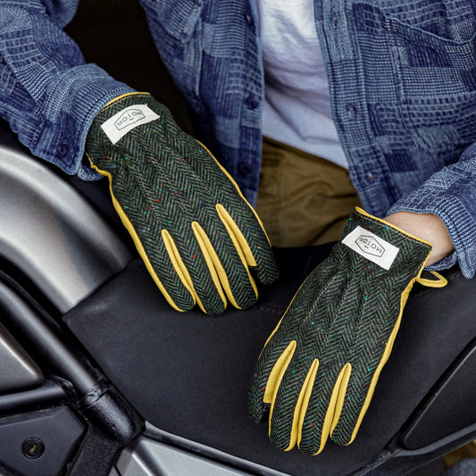 Wool ＆ Leather Touchscreen Biker Gloves V0799