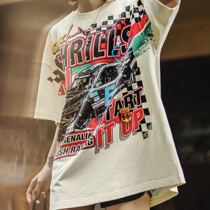 Retro Racer Oversized Tee V0628